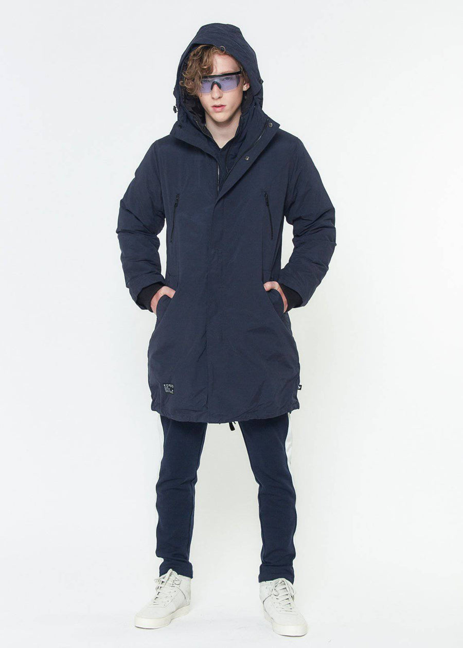 Men's Duck Down Parka With Detachable Outer Layer In Navy - shopatkonus