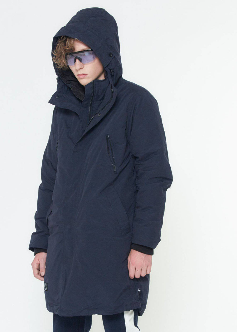 Men's Duck Down Parka With Detachable Outer Layer In Navy - shopatkonus
