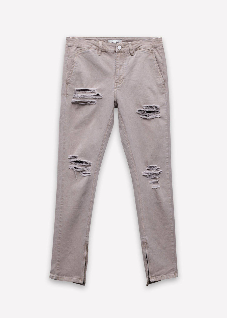Konus Men's Ankle Zipper Pants In Taupe - shopatkonus
