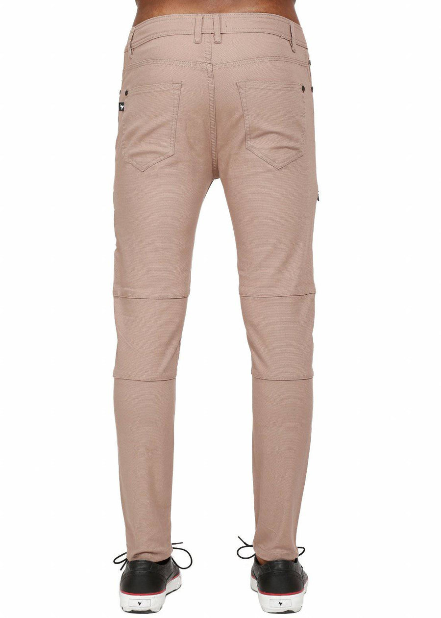 Konus Men's Skinny Jeans in Biker Style in Dark Beige - shopatkonus