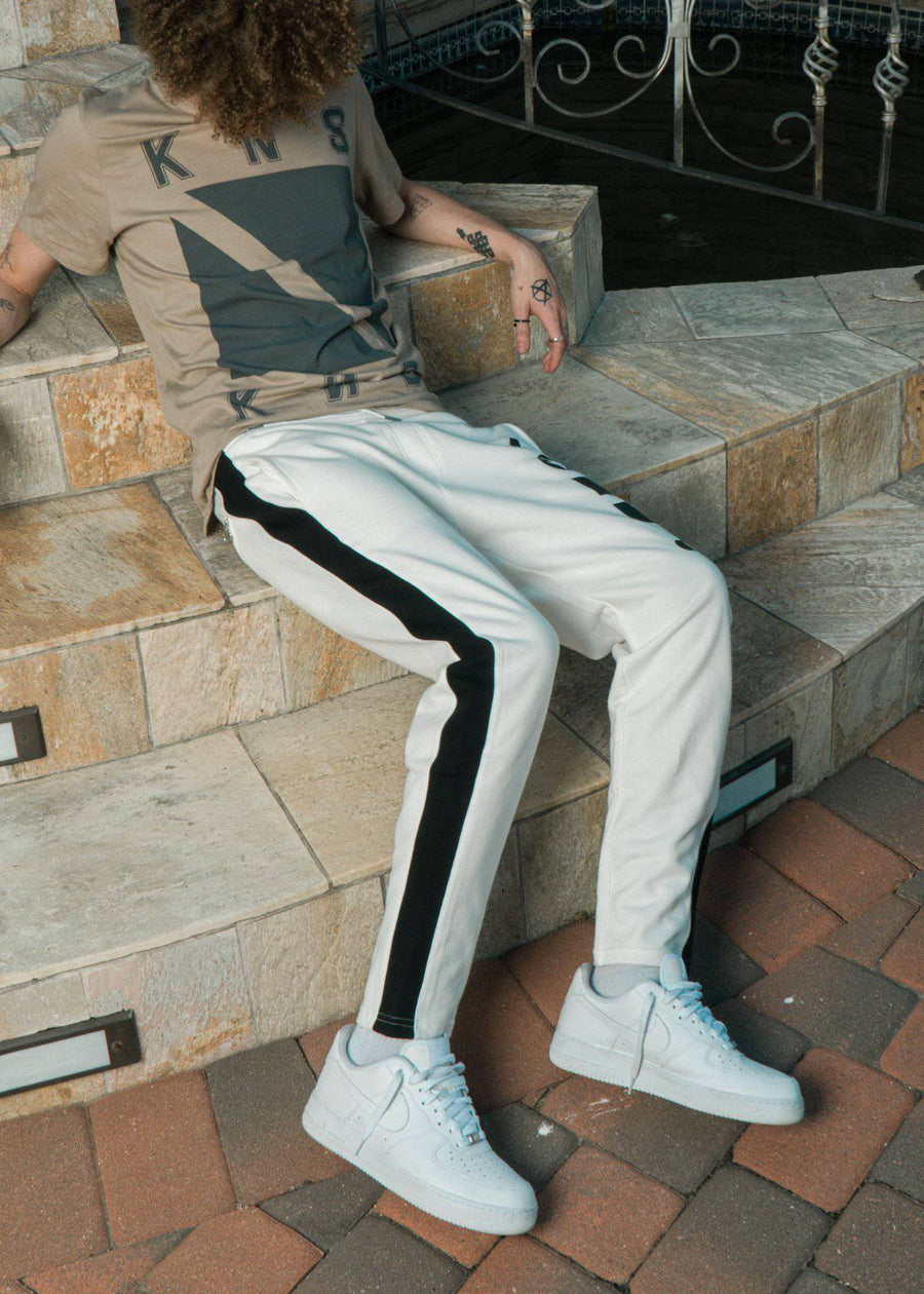 Konus Men's Zip Sweatpants In White - shopatkonus