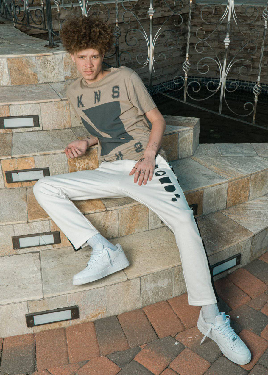 Konus Men's Zip Sweatpants In White - shopatkonus