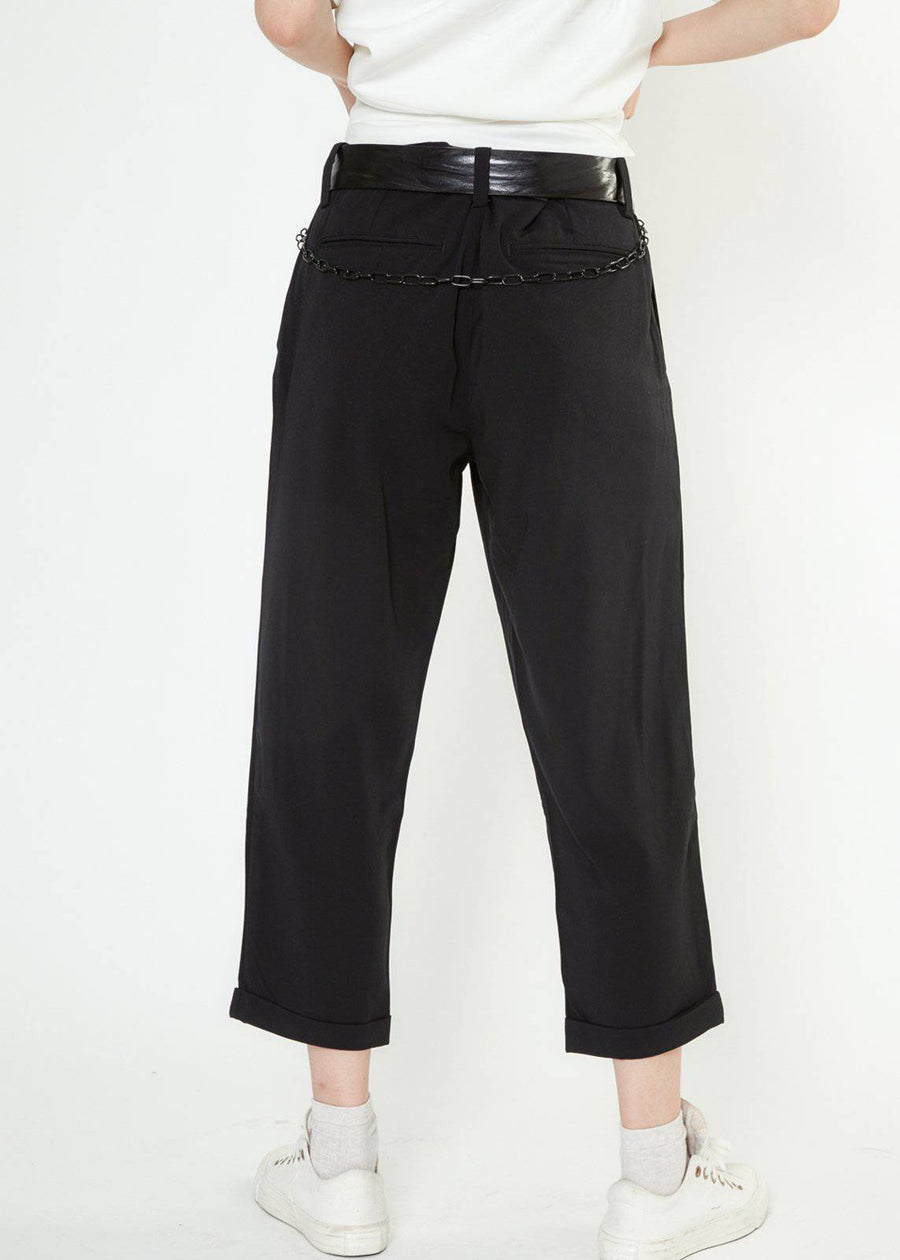 Konus Men's Cropped Pleated Pants in Black - shopatkonus