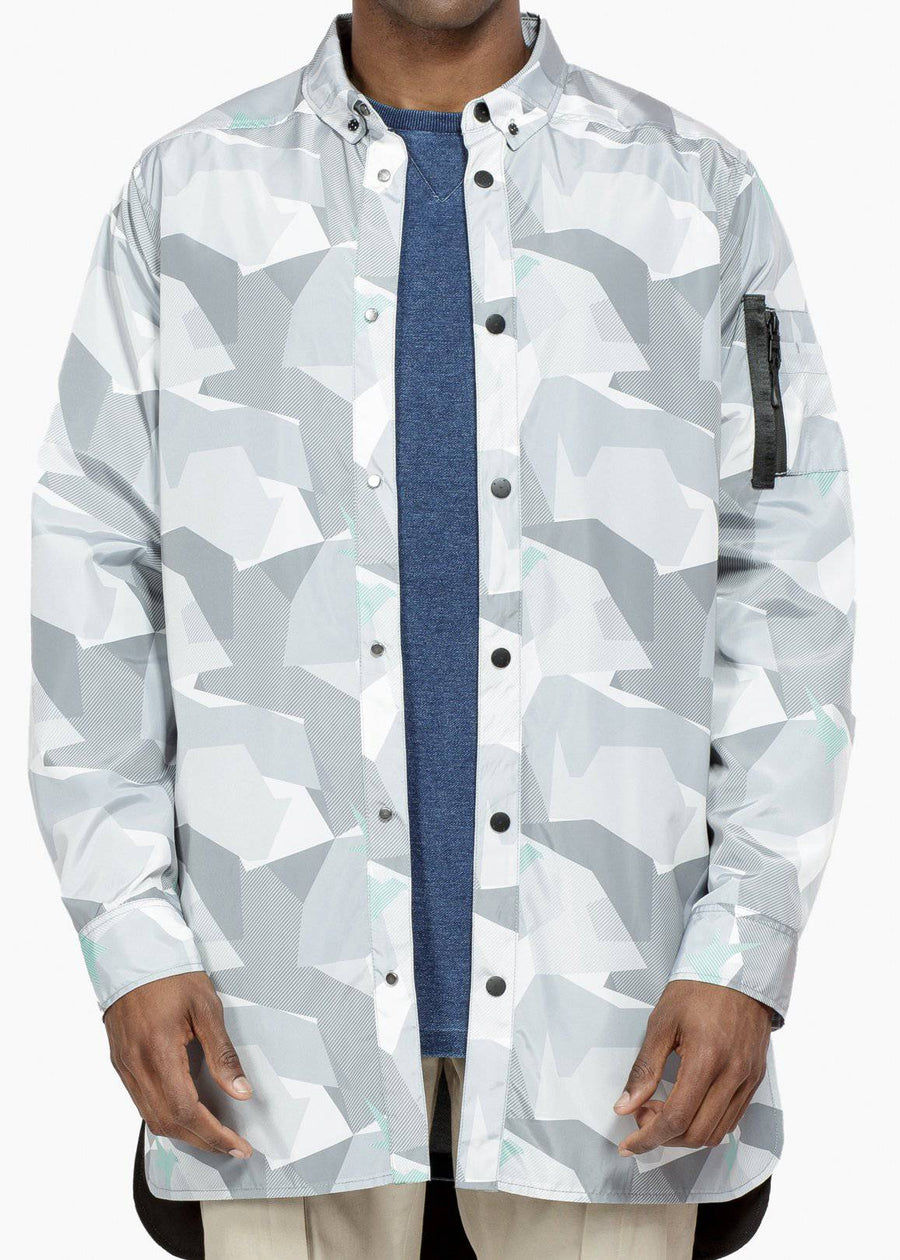 Konus Men's Camo Printed Long Shirt Jacket in Grey - shopatkonus