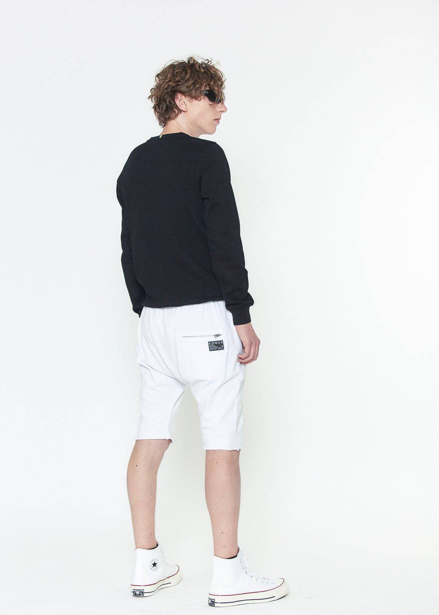 Konus Men's Cutoff French Terry Shorts in White - shopatkonus