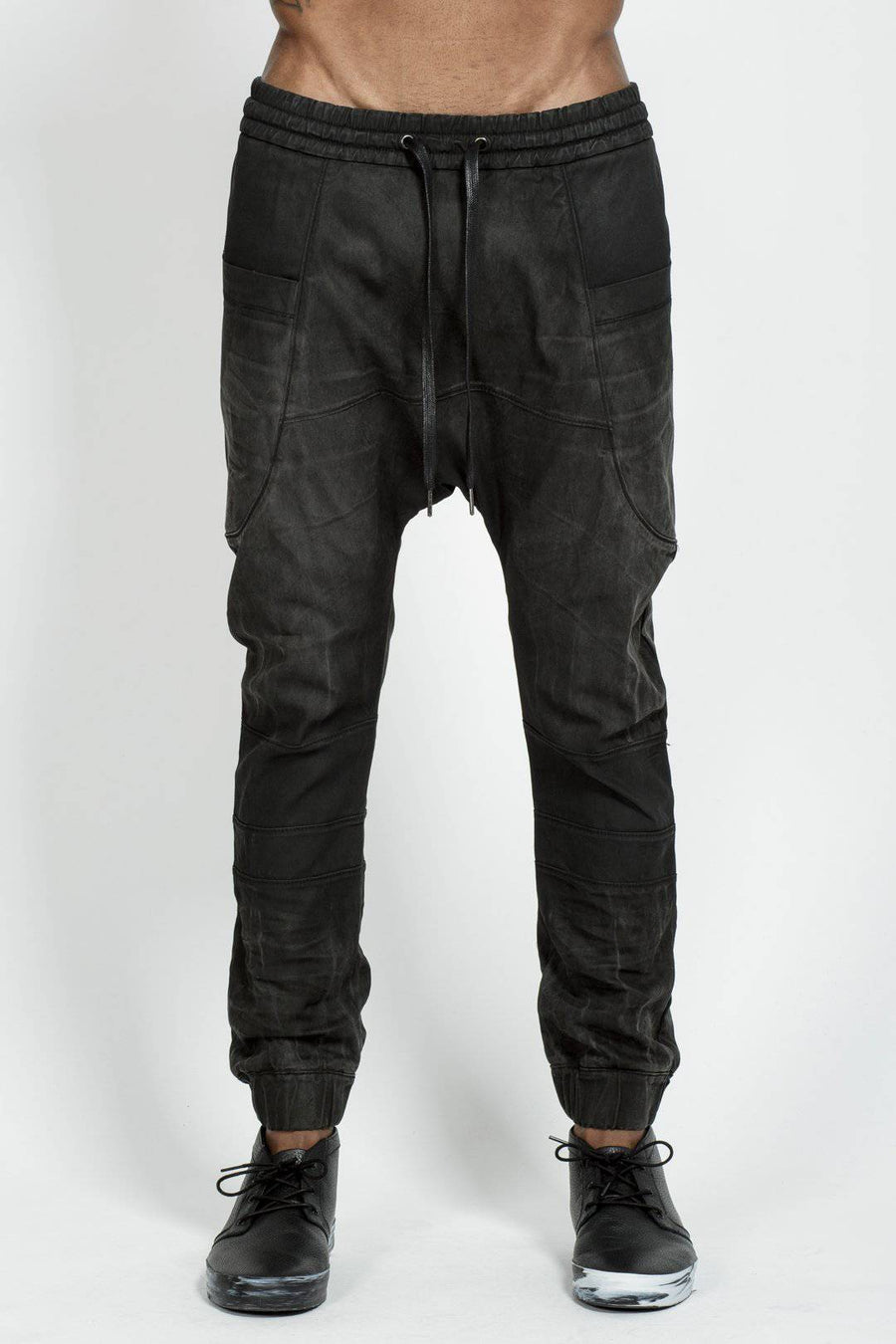 Konus Men's Drop Crotch Sweatpants in Black - shopatkonus