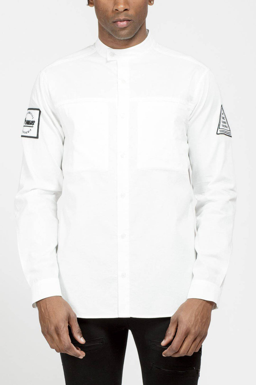 Konus Men's Long Sleeve Collar Shirt in White - shopatkonus