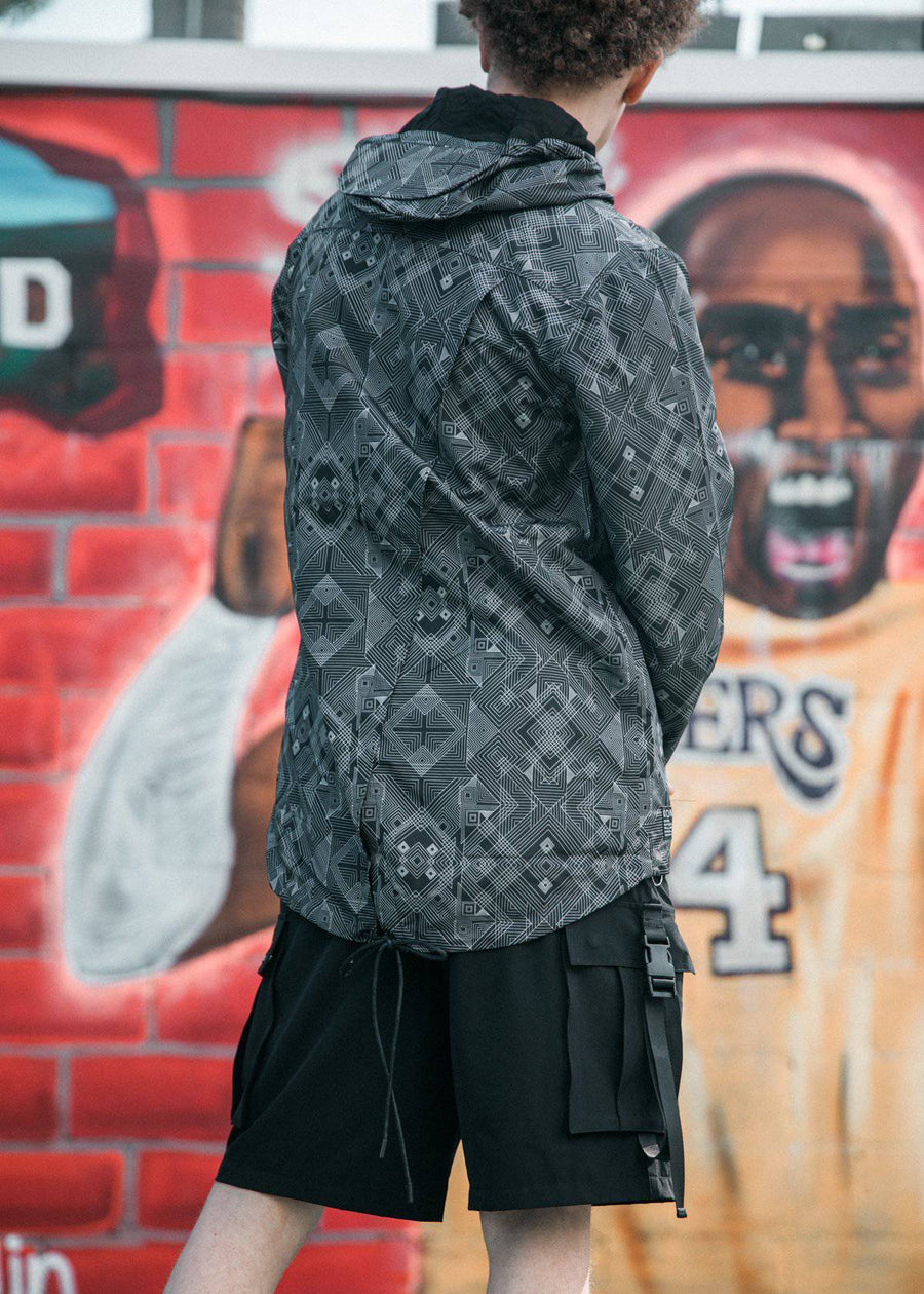 Konus Men's Tech Graphic Wind Breaker Jacket in Black - shopatkonus