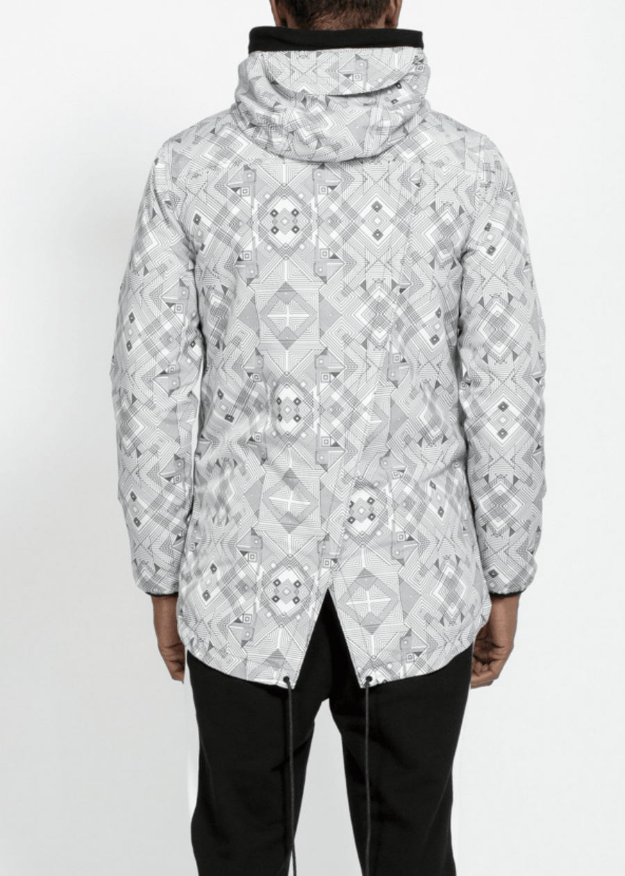 Konus Men's Tech Graphic Wind Breaker Jacket in White - shopatkonus