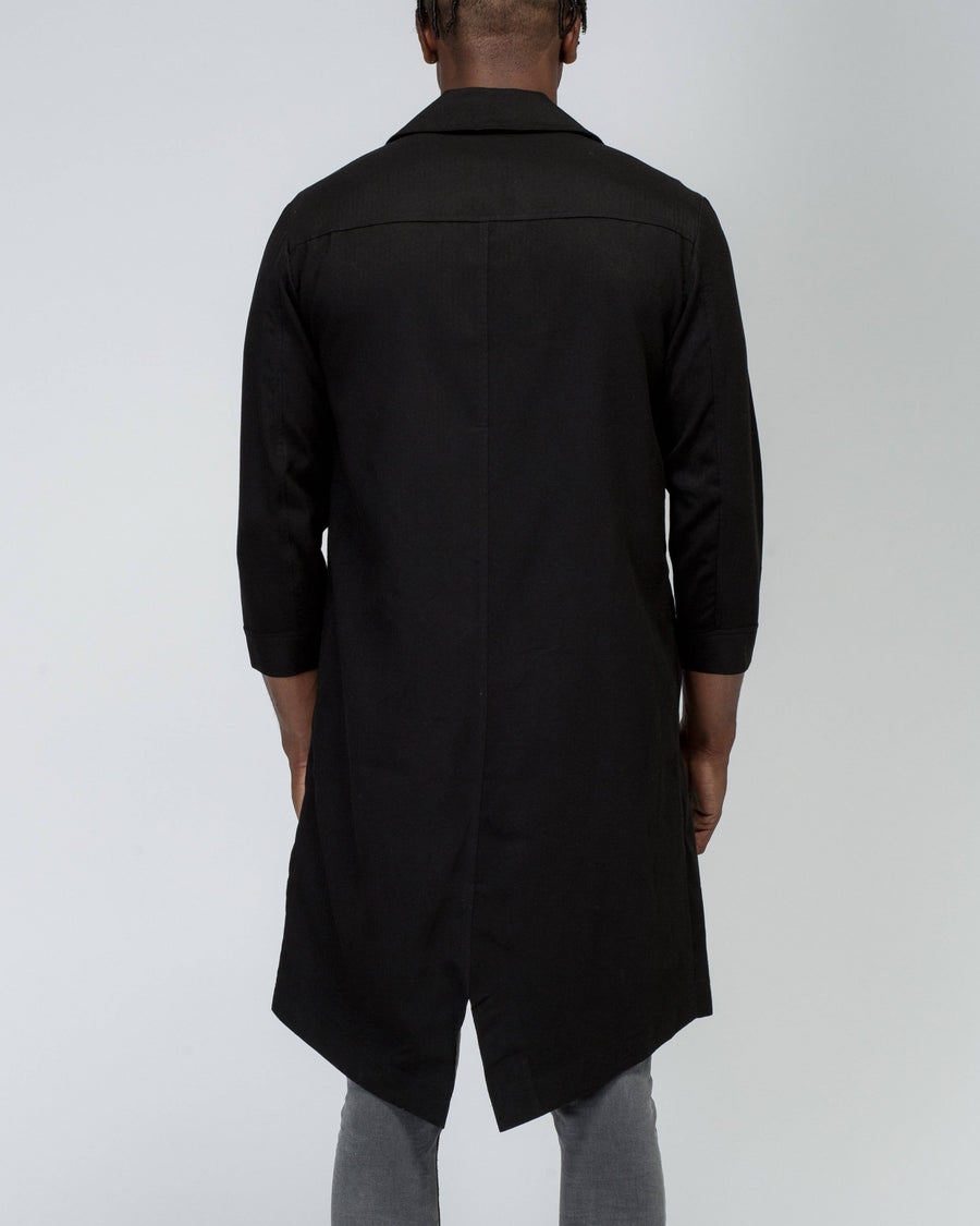 Konus Men's 3/4 Sleeve  Fish Tail Coat in Black - shopatkonus