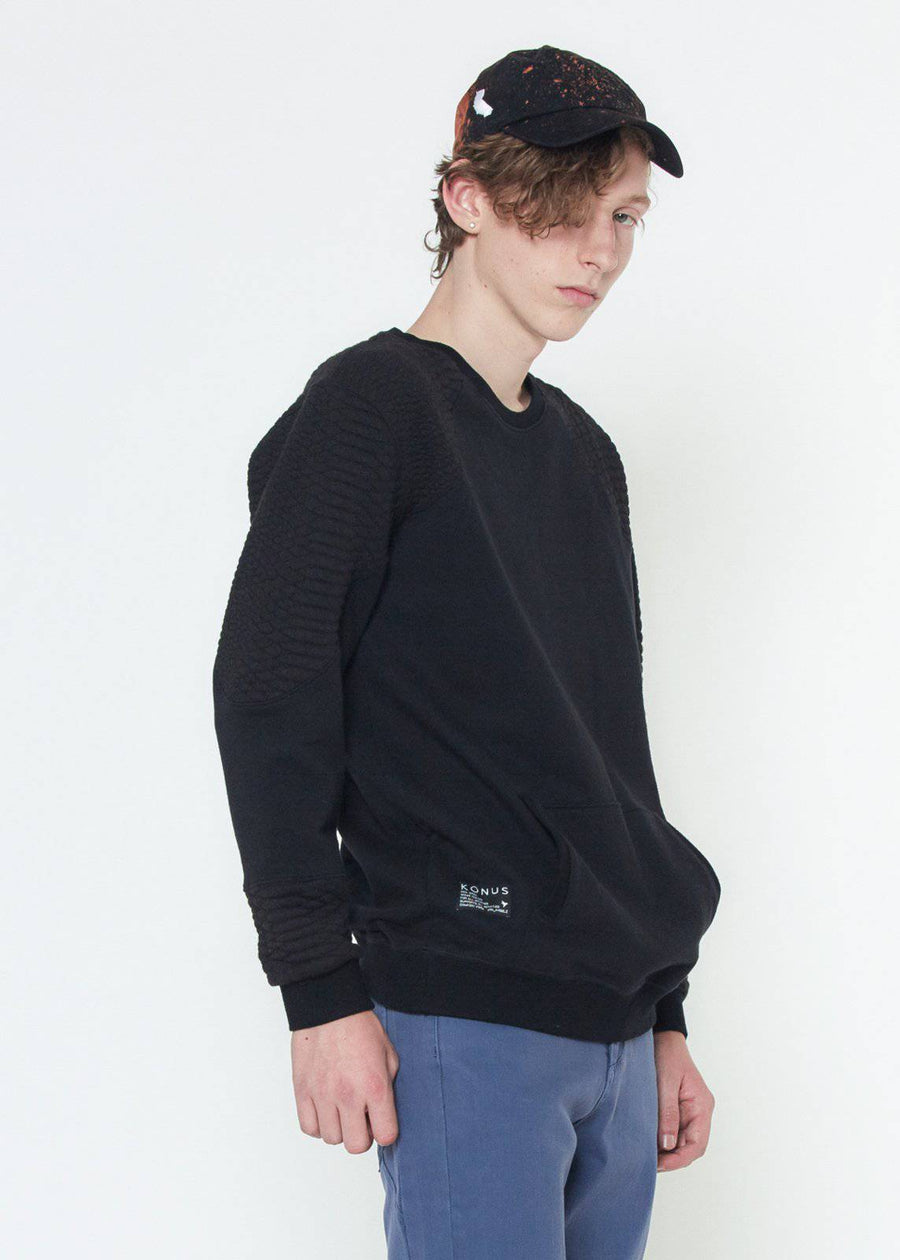 Konus Men's Quilted Sweater in Black - shopatkonus