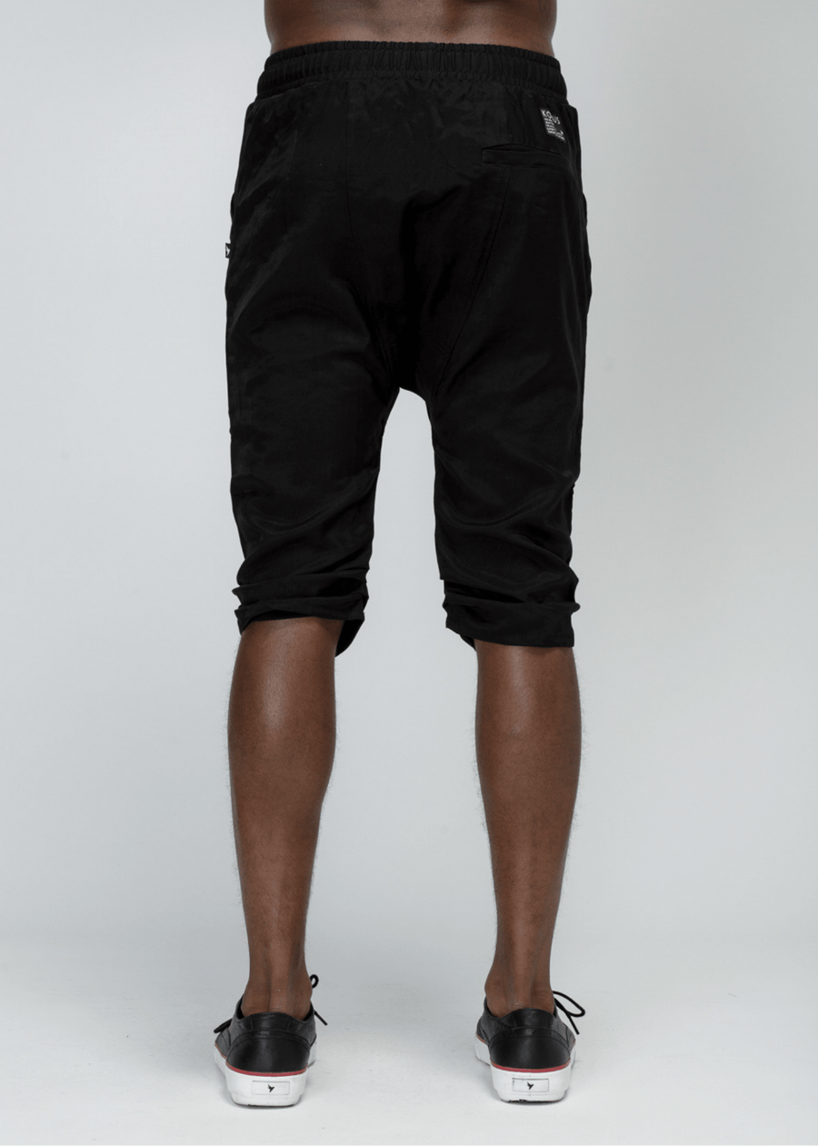 Konus Men's Drop Crotch Over Knee Shorts in Black - shopatkonus