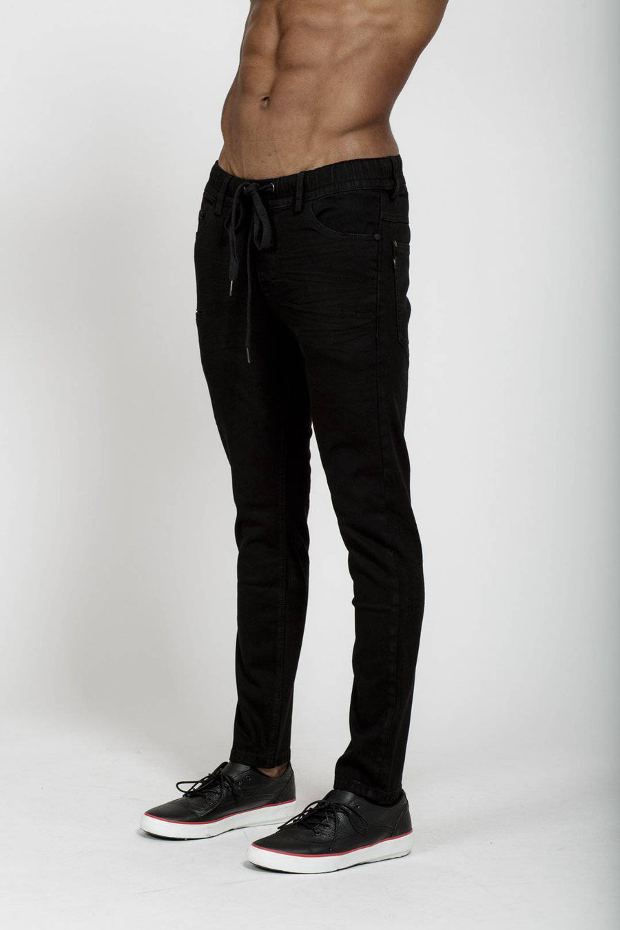 Konus Men's Drawcord Jeans in Black - shopatkonus