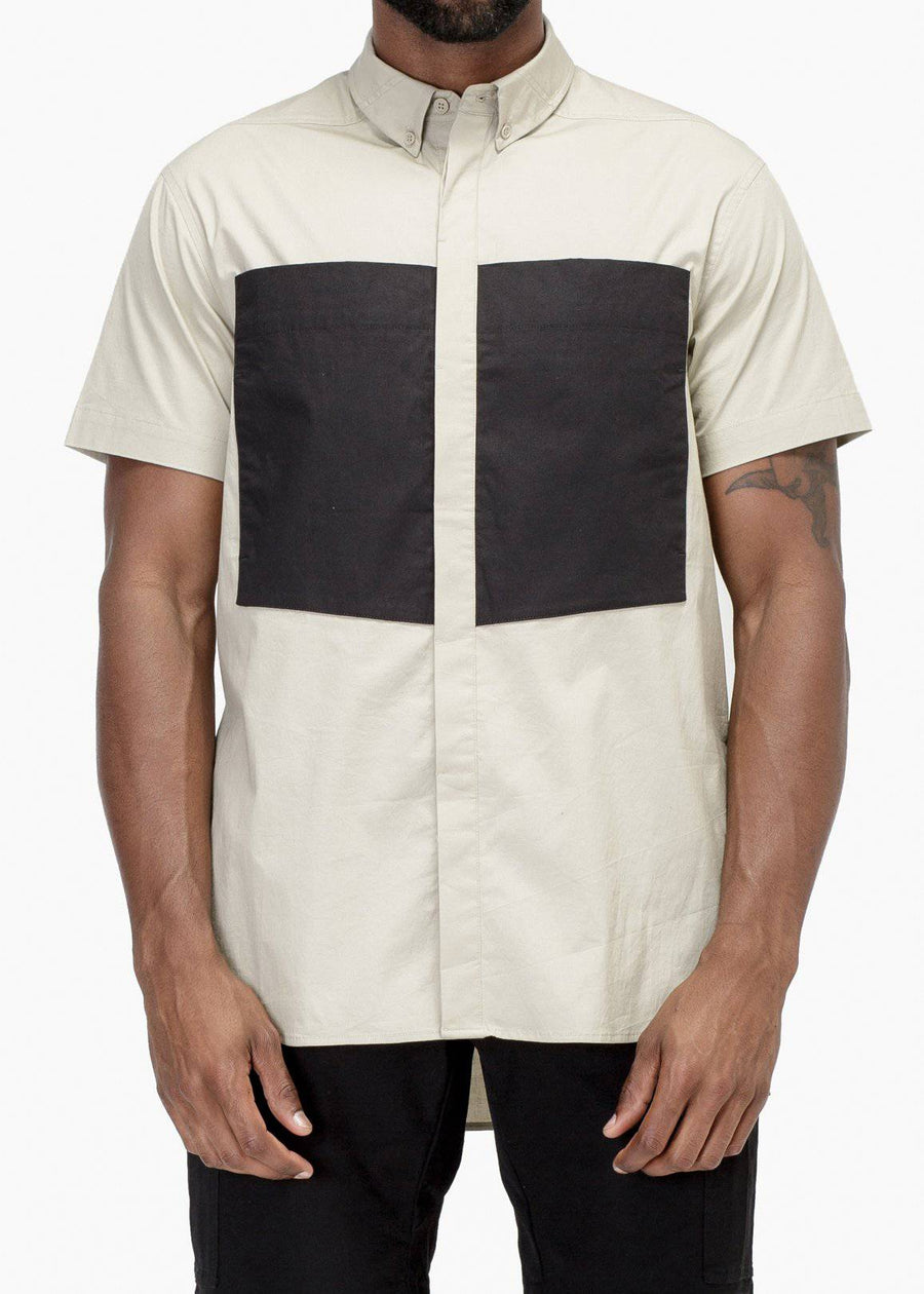 Konus Men's Short Sleeve Button Up in Khaki - shopatkonus