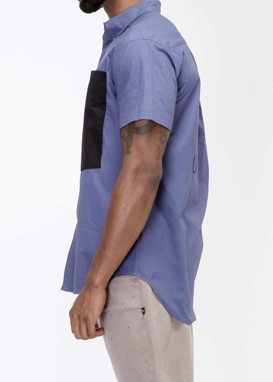 Konus Men's Short Sleeve Button Up in Cobalt - shopatkonus