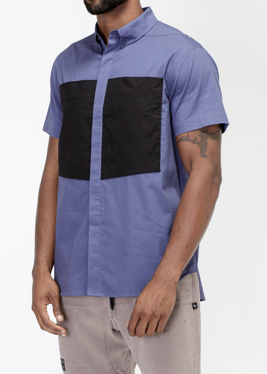 Konus Men's Short Sleeve Button Up in Cobalt - shopatkonus