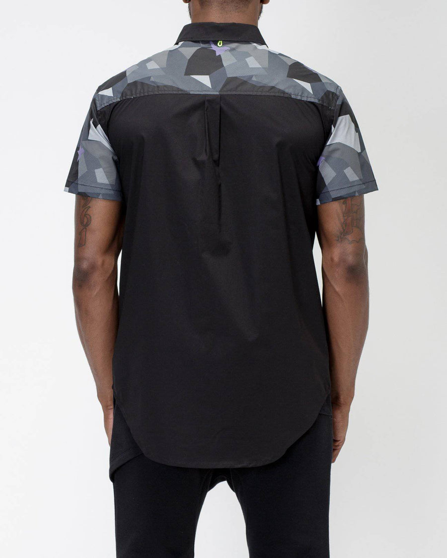 Konus Men's Short Sleeve Button Down Shirt in Black - shopatkonus