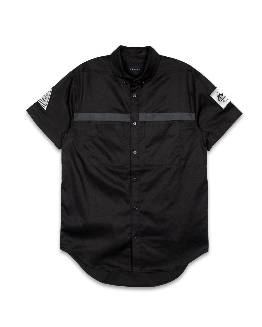 Konus Men's Reflective Short Sleeve Button Down in Black - shopatkonus