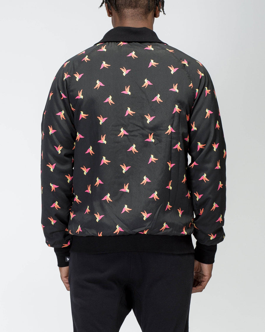 Konus Men's Bird Print Jacket in Black - shopatkonus
