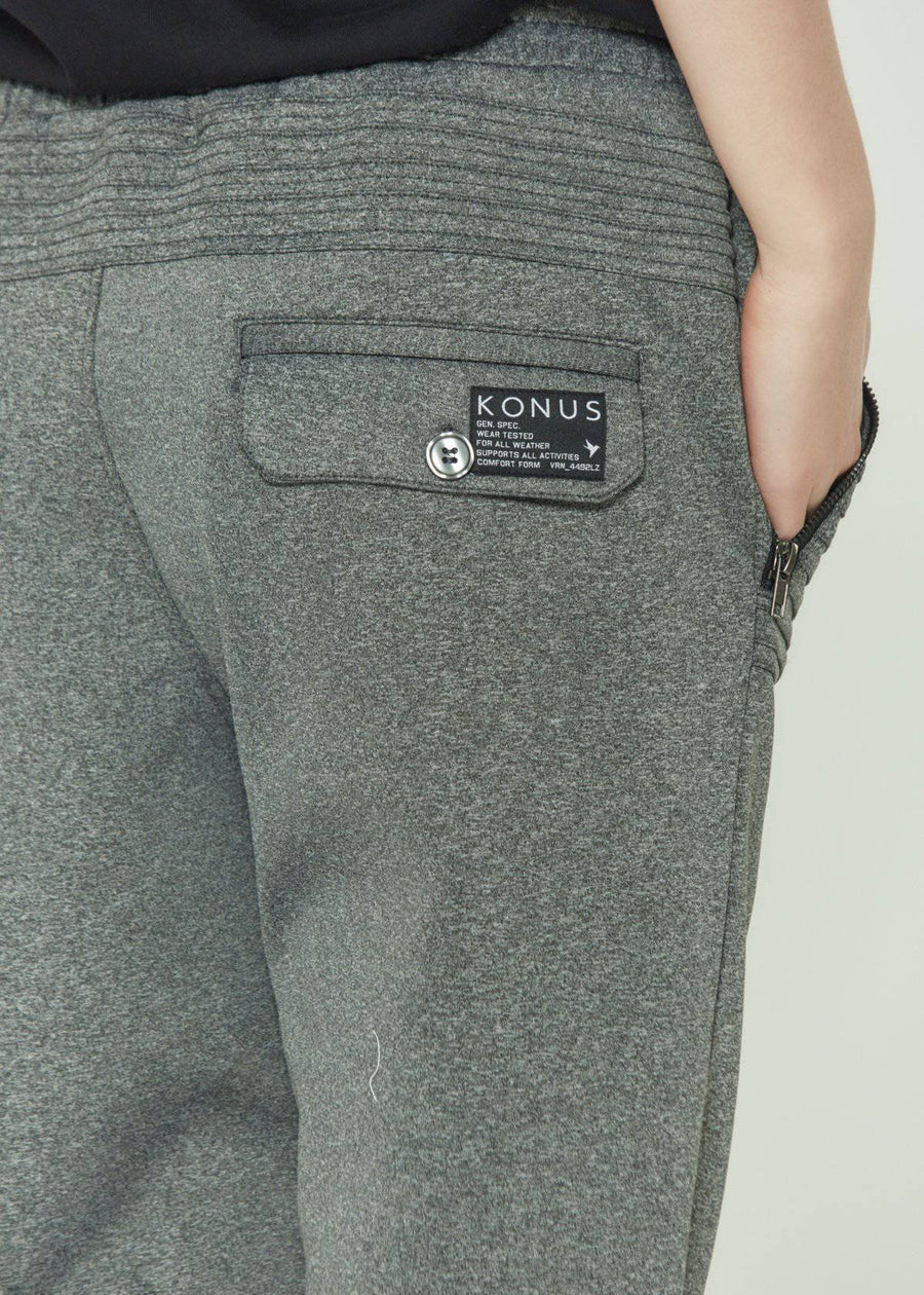 Konus Men's Track pants with Pin Tuck Detail in Charcoal - shopatkonus