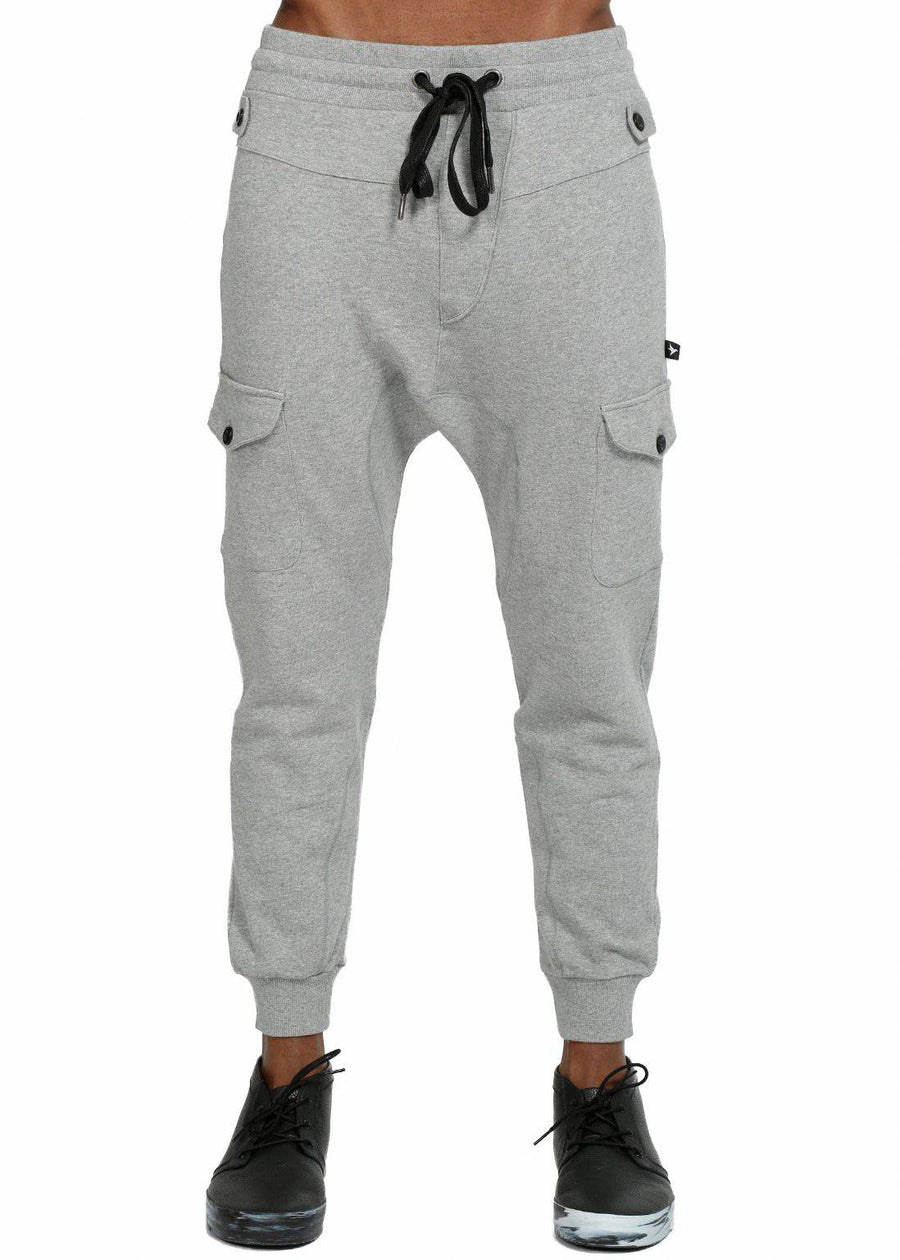 Konus Men's Drop Crotch Cargo Pockets Sweatpants in Gray - shopatkonus