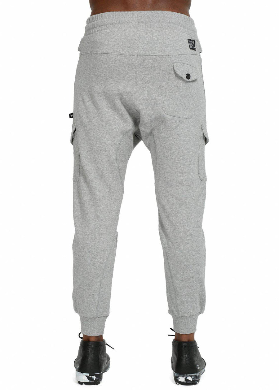 Konus Men's Drop Crotch Cargo Pockets Sweatpants in Gray - shopatkonus