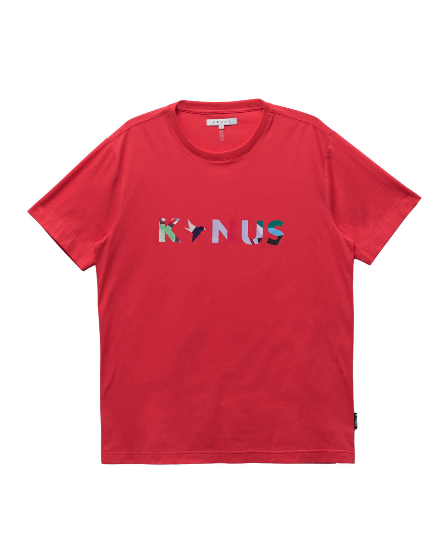 Konus Men's T-shirt With Multi Color Logo Print in Red - shopatkonus