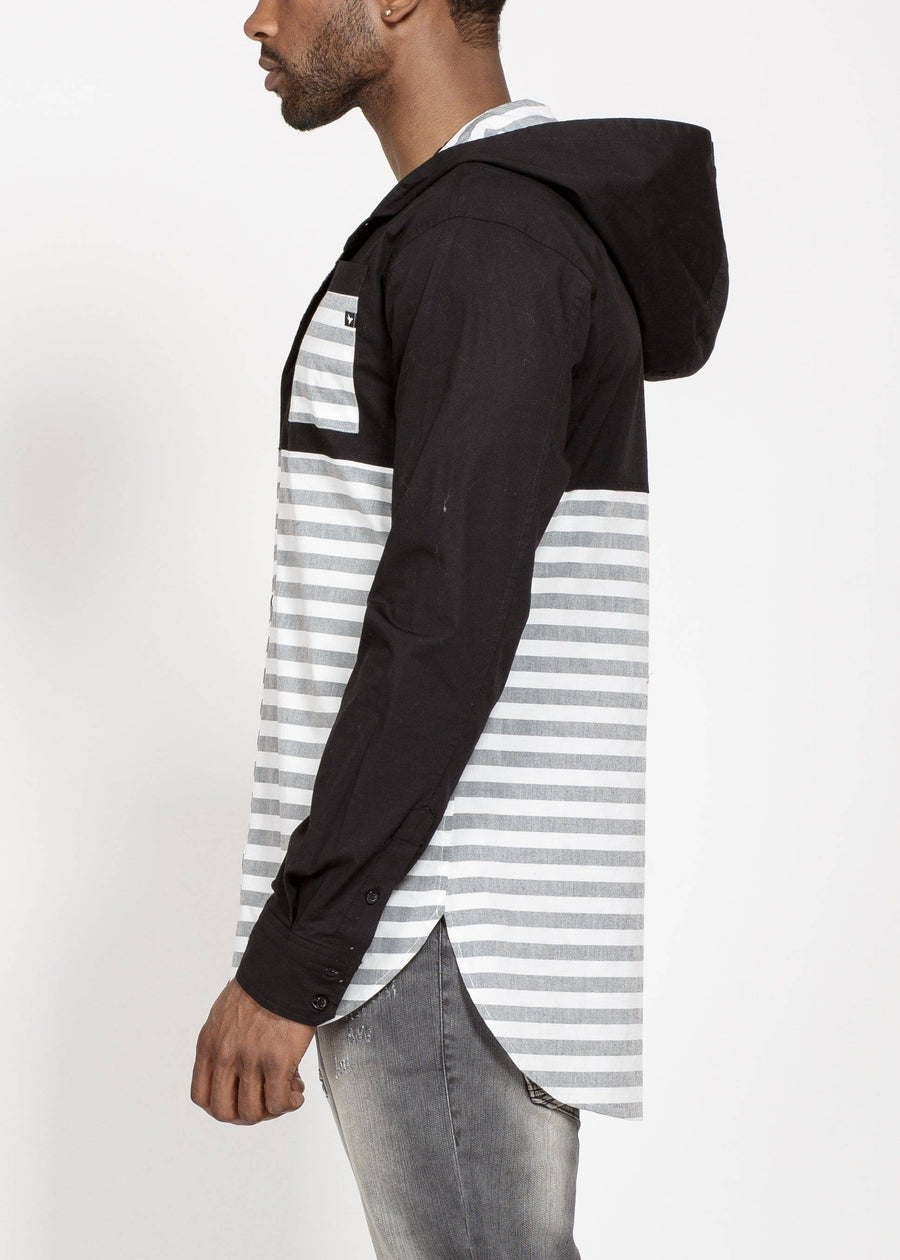 Konus Men's Elongated Hoodie Shirt in Black - shopatkonus