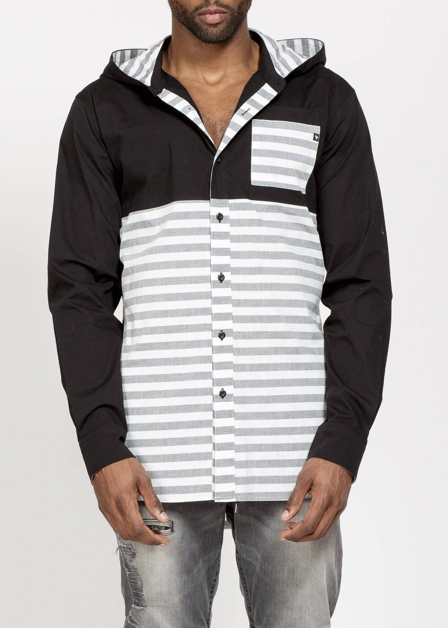 Konus Men's Elongated Hoodie Shirt in Black - shopatkonus