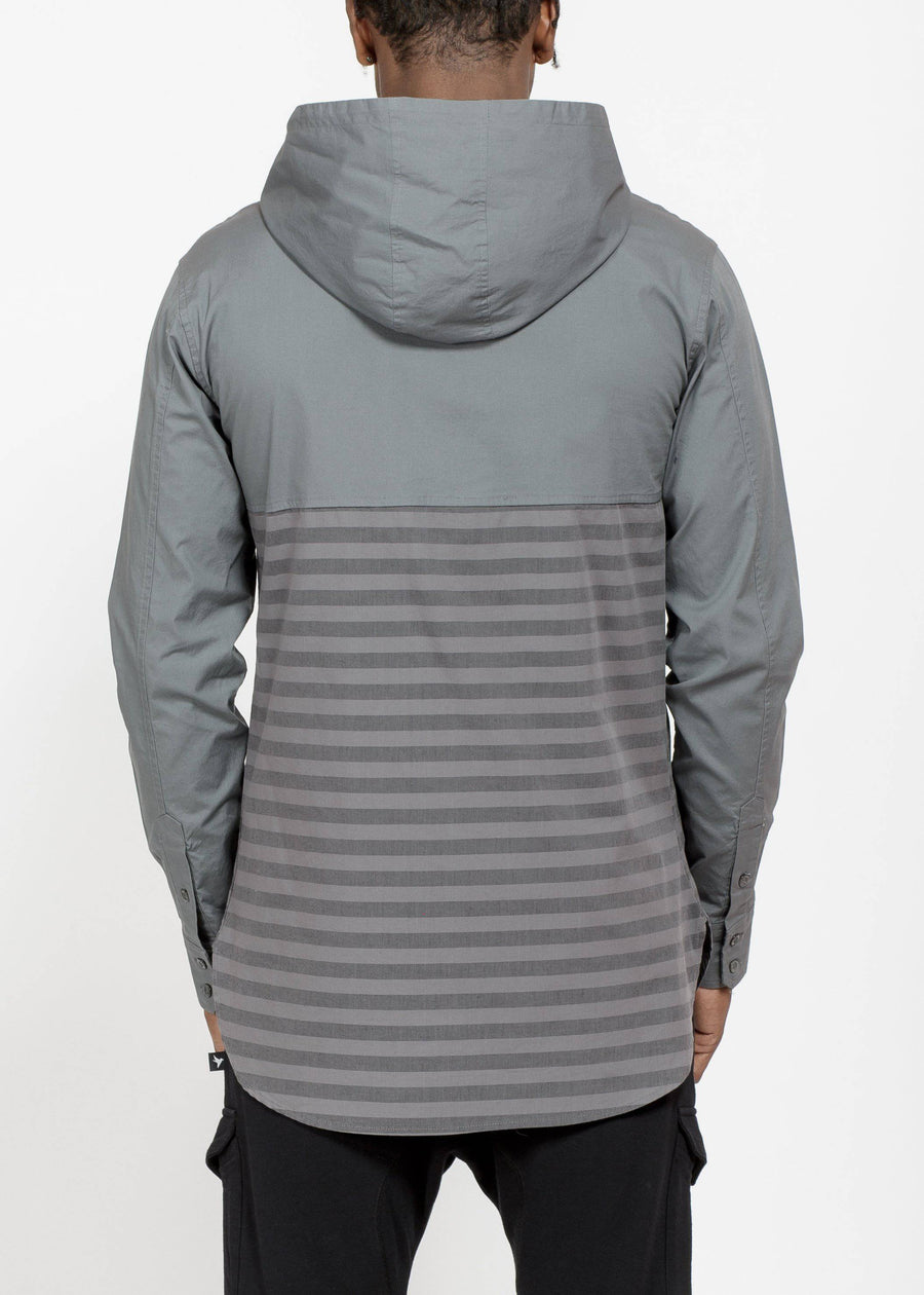 Konus Men's Elongated Hoodie Shirt in Charcoal - shopatkonus