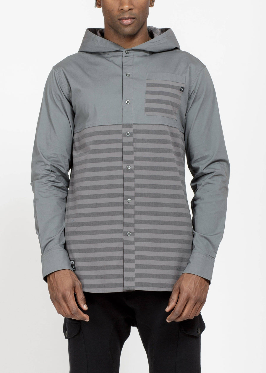 Konus Men's Elongated Hoodie Shirt in Charcoal - shopatkonus