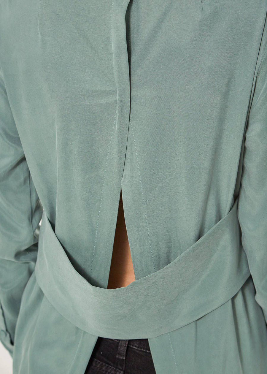 Ro&de Women's Button Up Open Back Blouse In Sage - shopatkonus