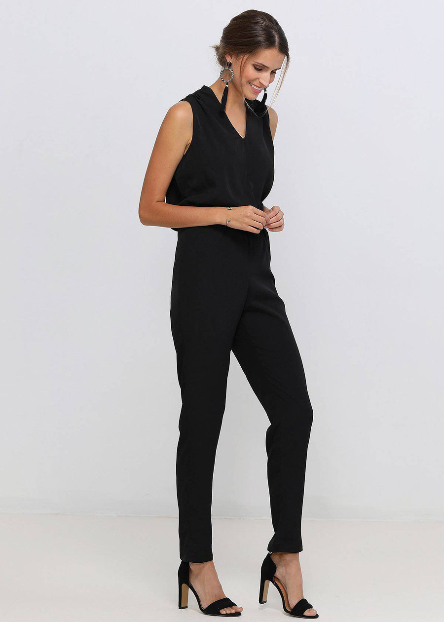 Women's Light Formal Black Sleeveless Jumpsuit In Black - shopatkonus