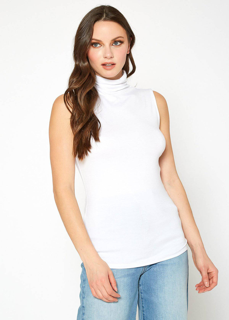 Women's Sleeveless Turtle Neck Fitted Top - shopatkonus