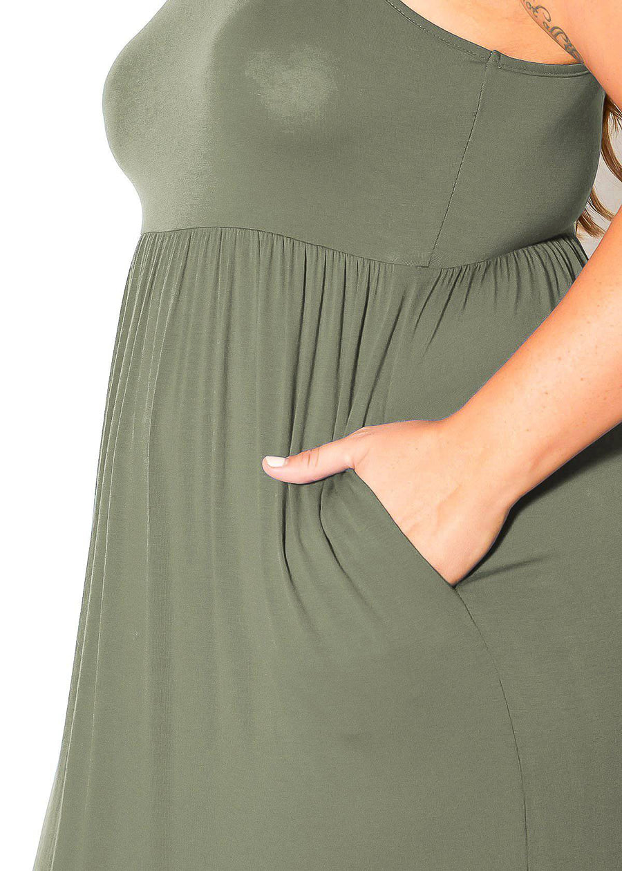 Plus Size Womens Sleeveless Pleated Maxi Dress - shopatkonus