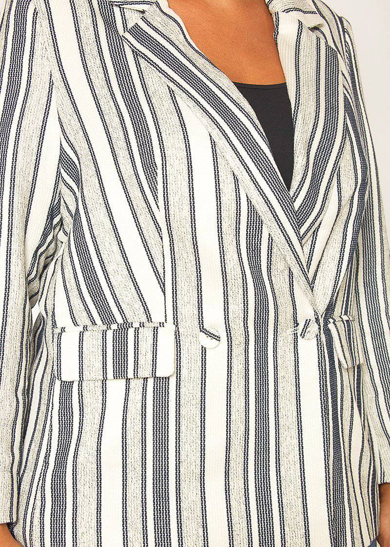Plus Size Stripe Blazer in Bluewhite - shopatkonus