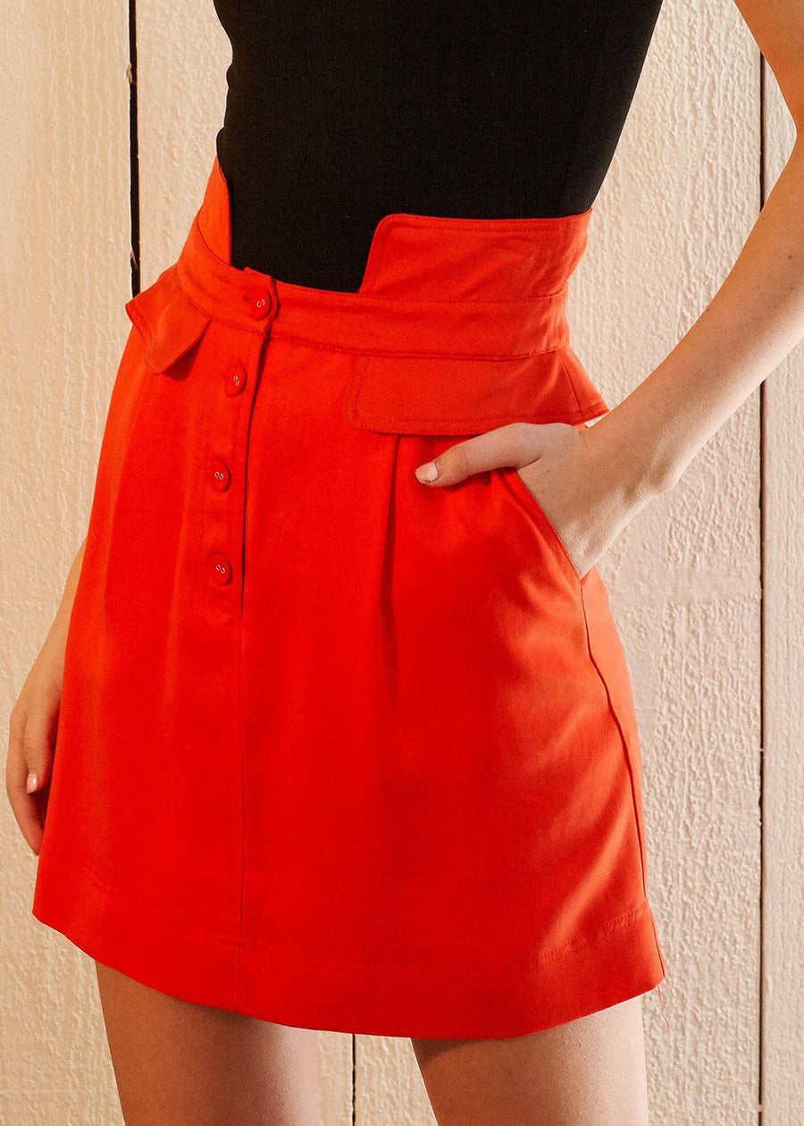 Women's High Waisted Utility Skirt in Poppy - shopatkonus