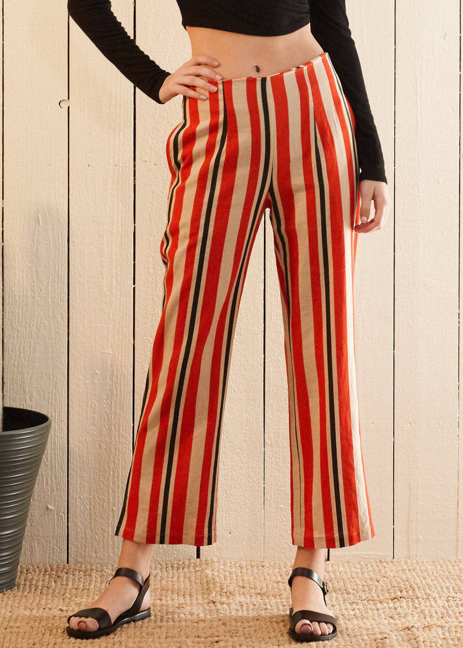 Women's Hi-waisted Cropped Pants in Poppy Multi - shopatkonus