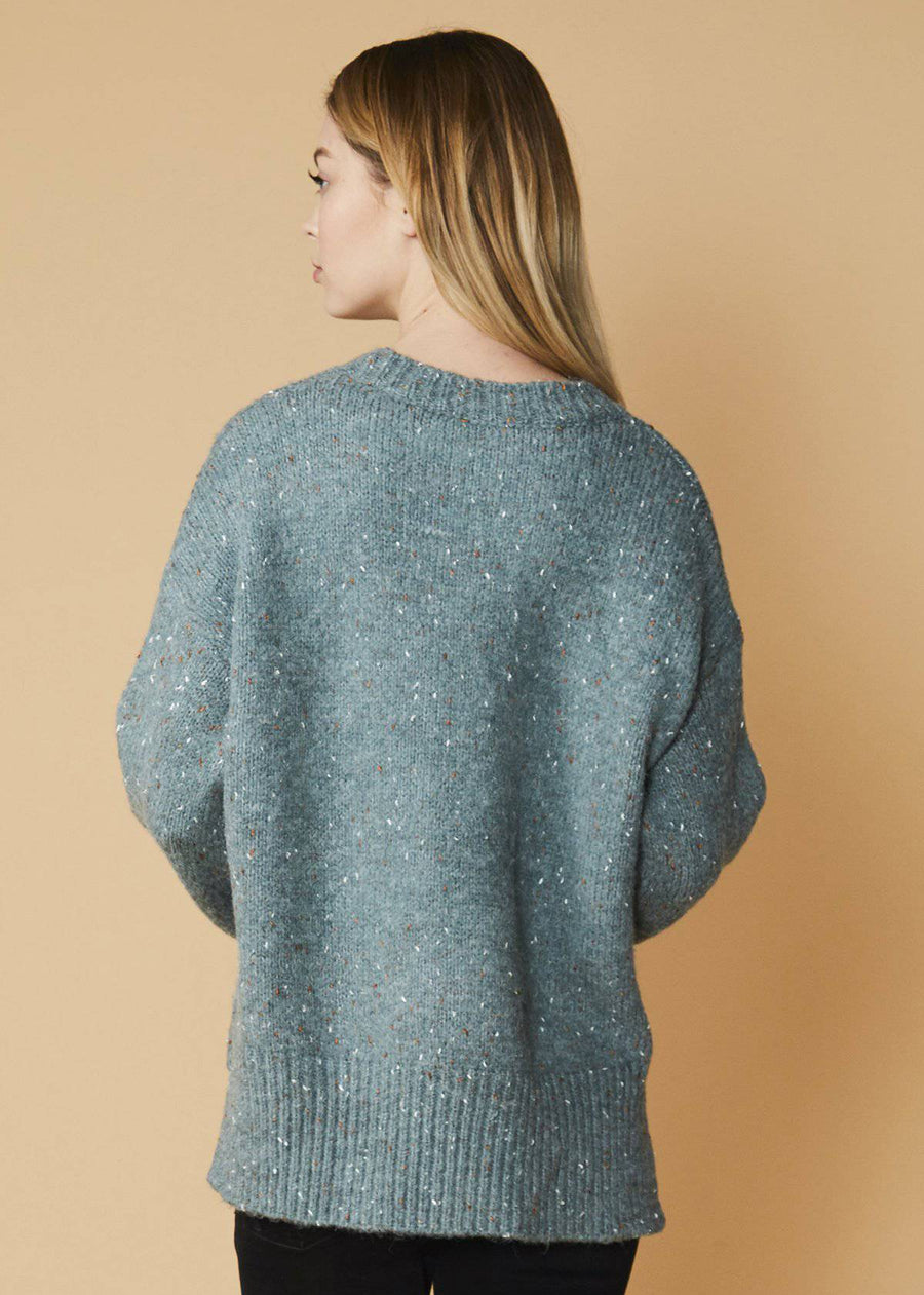 Women's Crewneck Pocket Front Sweater in Fall Sage - shopatkonus