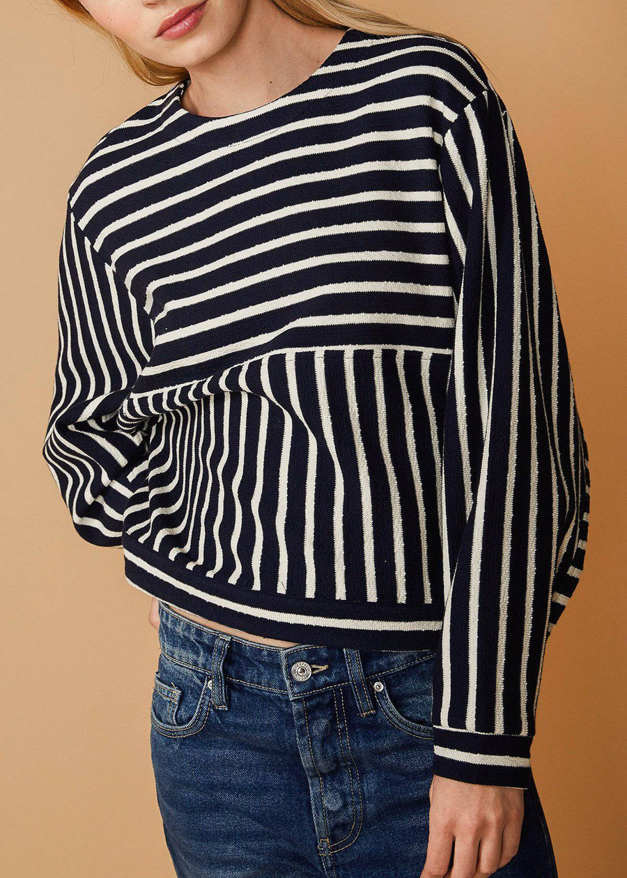 Stripe Dolman Sweatshirt in Midnight stripe - shopatkonus