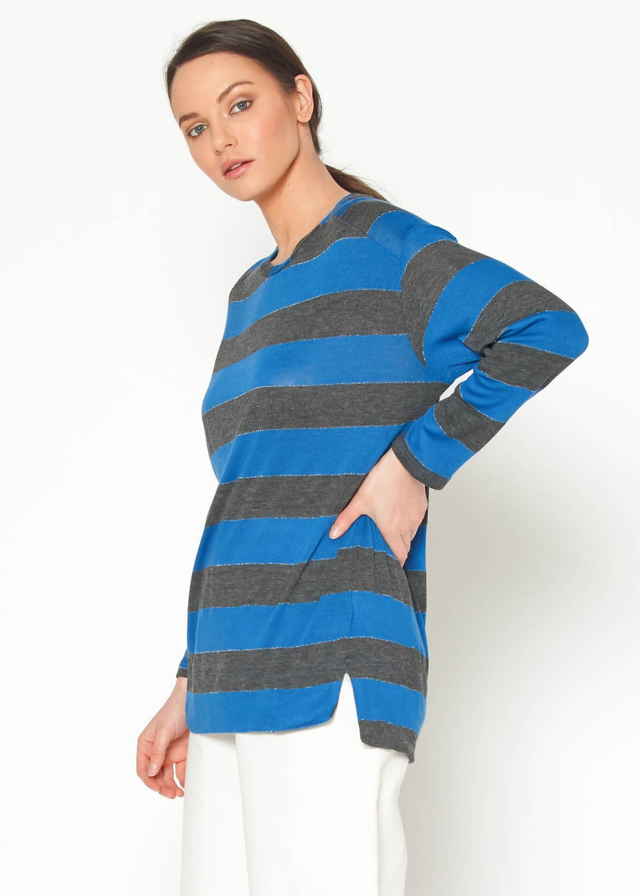 Women's Long Sleeve Crewneck Stripe Tee - shopatkonus