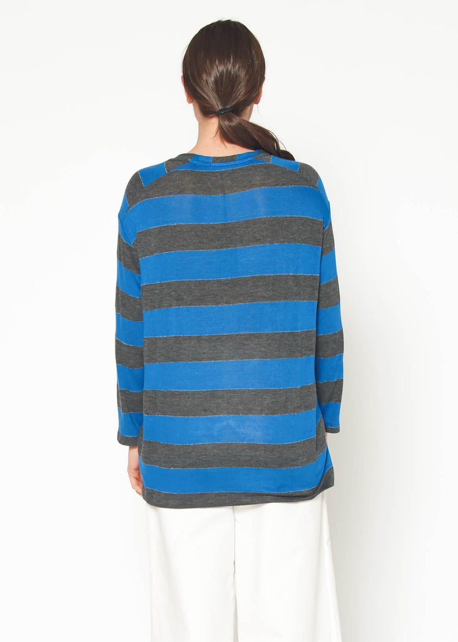 Women's Long Sleeve Crewneck Stripe Tee - shopatkonus