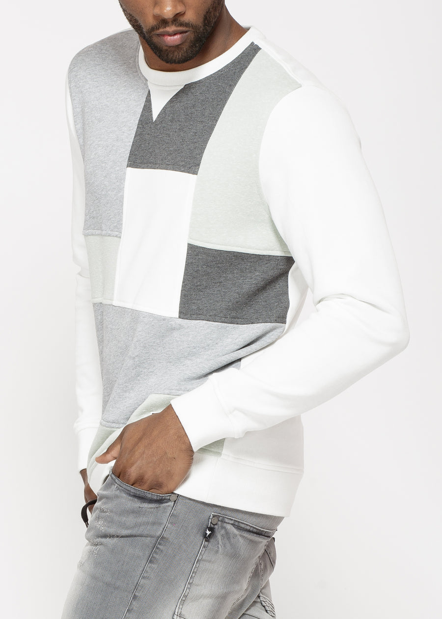 Konus Men's Sweatshirt w/ Panelling in Off White - shopatkonus