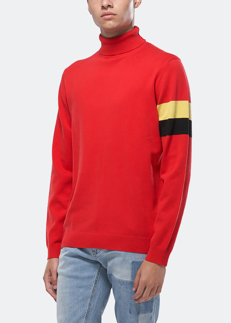 Konus Men's Fully Fashioned Turtle Neck Sweater in Red - shopatkonus
