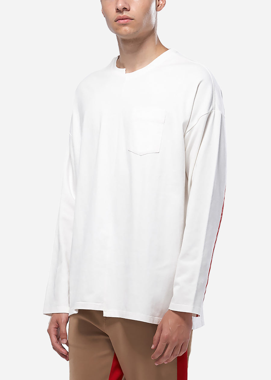Konus Men's Unbalanced Hem Long Sleeve Tee in White - shopatkonus