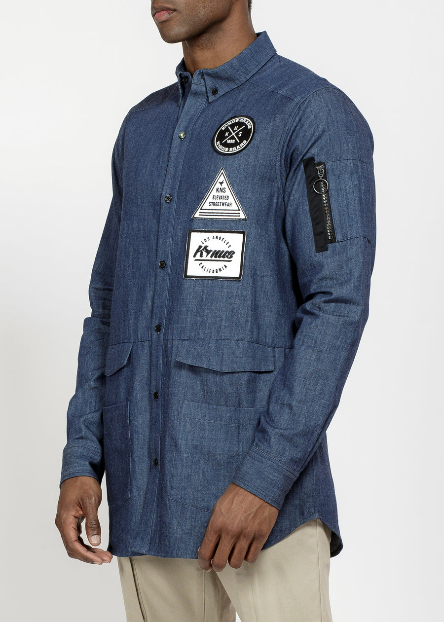 Konus Men's Essential Chambray Button Down Shirt in Indigo - shopatkonus