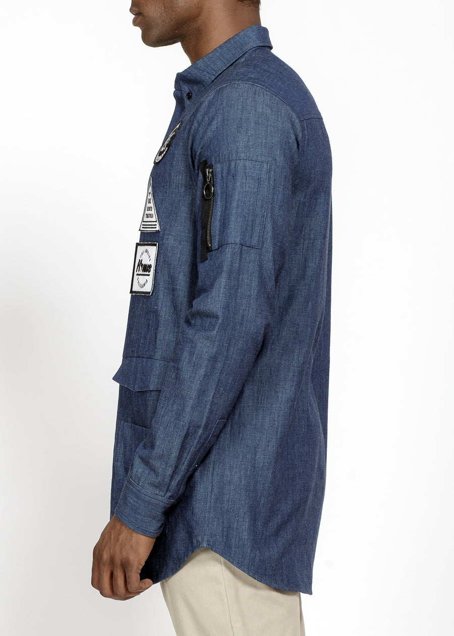Konus Men's Essential Chambray Button Down Shirt in Indigo - shopatkonus