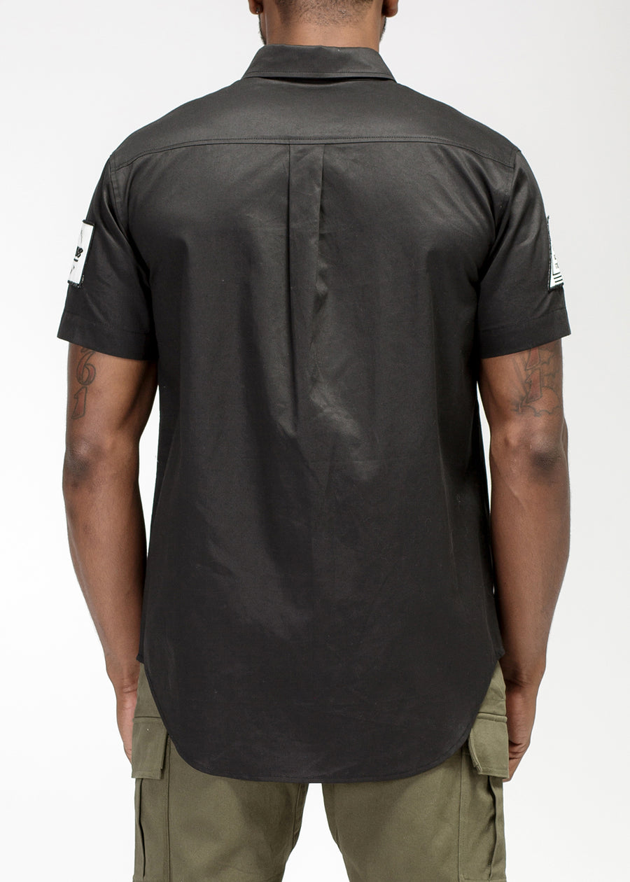 Konus Men's Reflective Short Sleeve Button Down in Black - shopatkonus