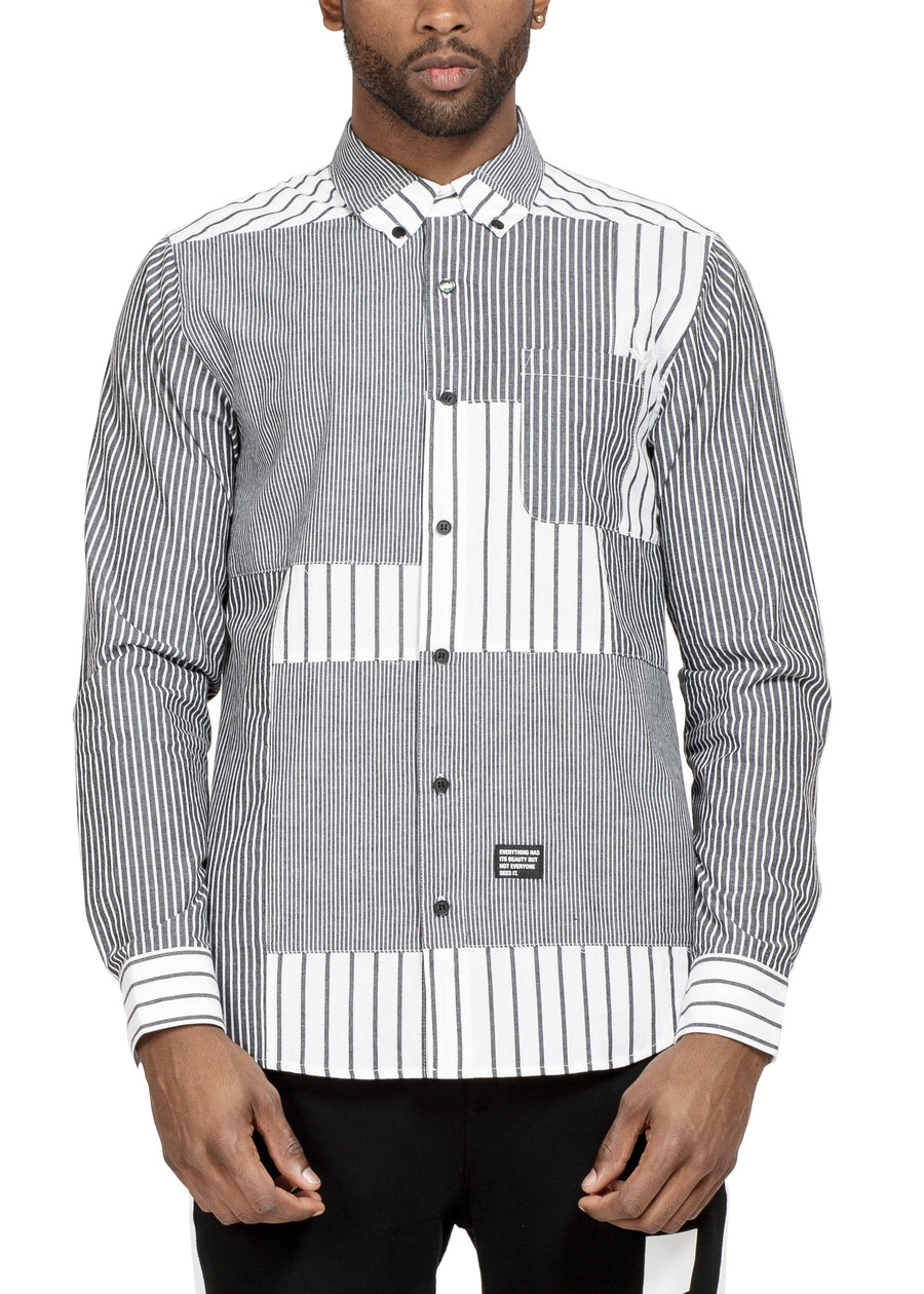 Konus Men's Patched Long Sleeve Button Down Shirt - shopatkonus