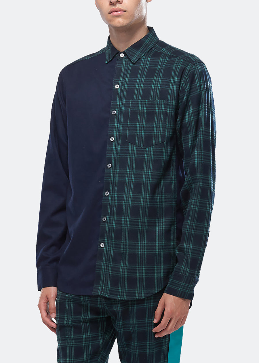 Konus Men's Color Blocked Button Up shirt in Green - shopatkonus